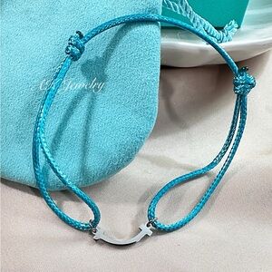 💎Blue Cord Bracelet Color String Silver Adjustable Slide Smile